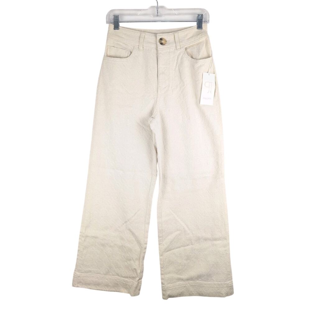 Pilcro Jeans The Skipper Womens‎ 26 Cream Textured High Rise Wide Leg Denim NWT